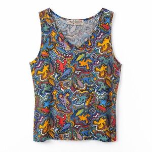 Bayou Wear L Art 4 Now Jazz Fest Tank Top 0310 Women Fleur De Lis Keith Haring